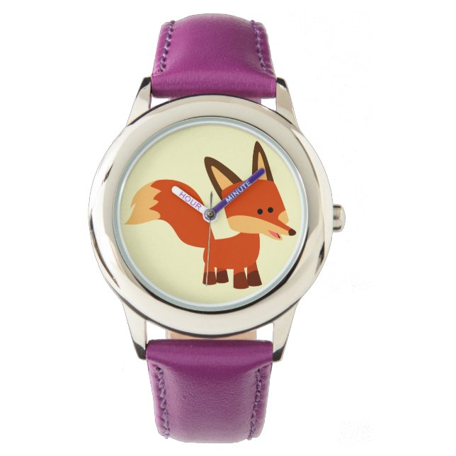 Cute Astute Cartoon Fox Watch (Front)
