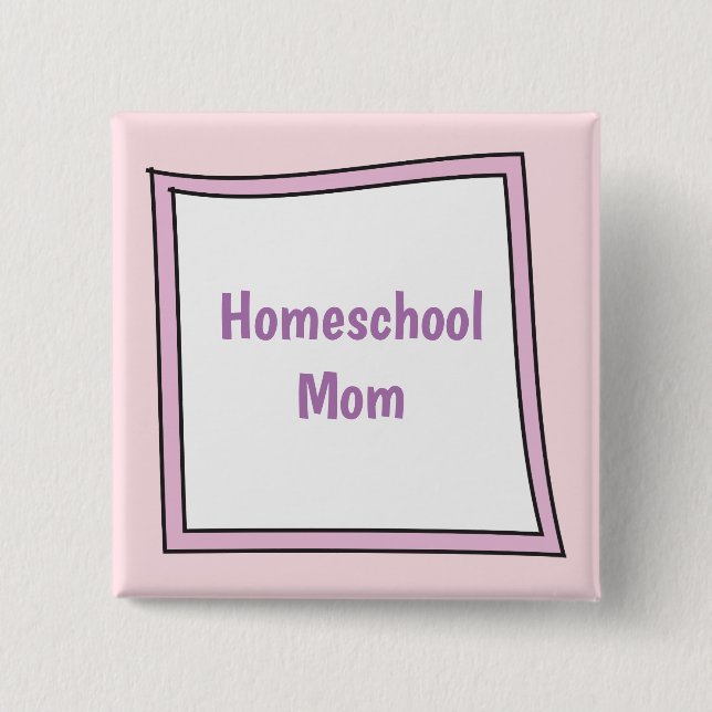 Cute Asymmetrical homeschool mom purple Button (Front)