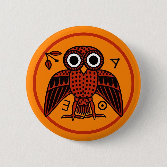 Cute Athenian Owl from Ancient Greece Button (Front)