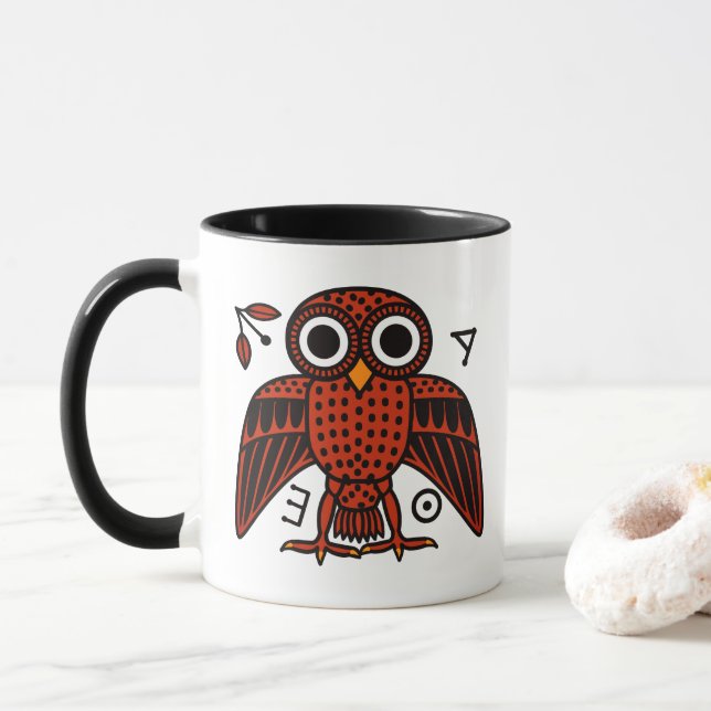 Cute Athenian Owl from Ancient Greece Mug (With Donut)