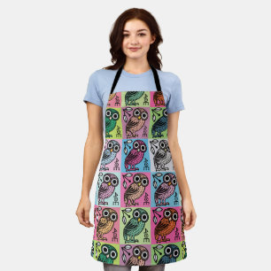 Cute Athenian Owl Pop Art Apron