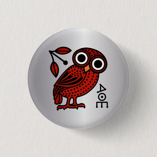 Cute Athenian Owl Tetradrachm Coin Ancient Greek Button (Front)