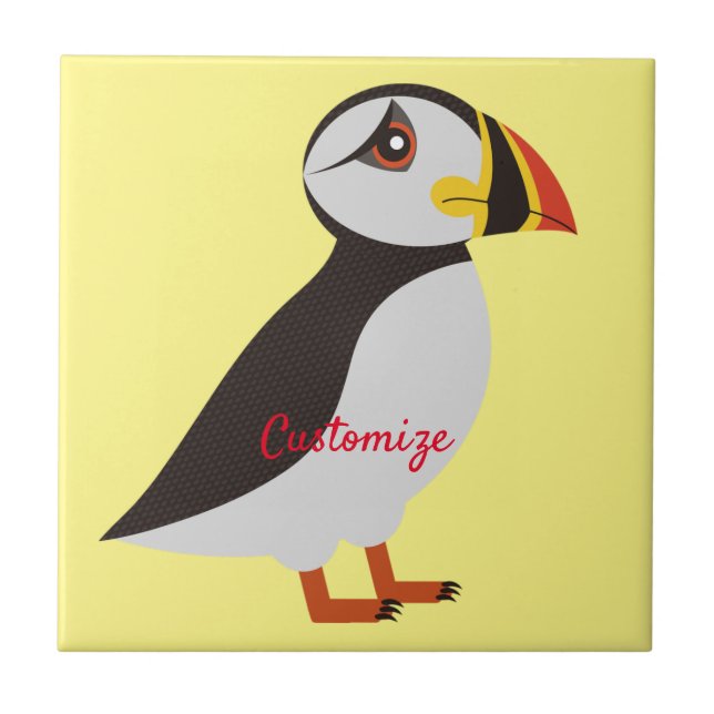 Cute Atlantic puffin design Thunder_Cove Ceramic Tile (Front)