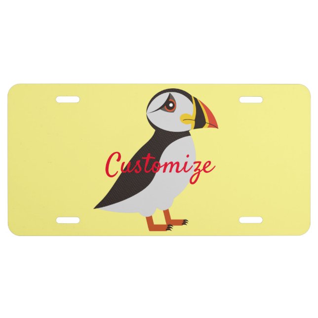 Cute Atlantic puffin design Thunder_Cove License Plate (Front)