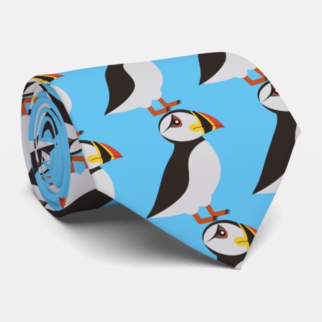 Cute Atlantic puffin design Thunder_Cove Neck Tie (Rolled)