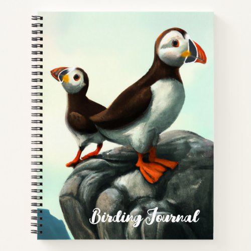 Cute Atlantic Puffins Seabirds on the Rocks Notebook