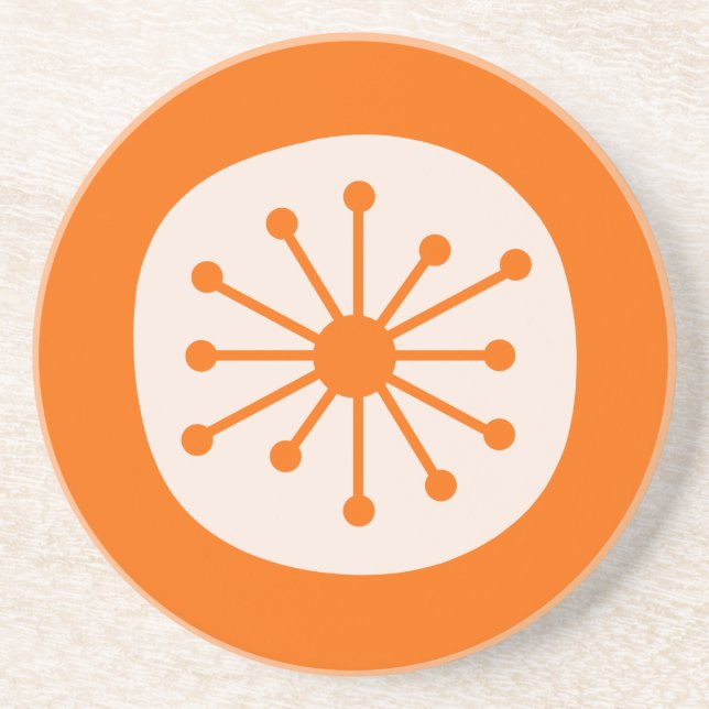 Cute Atomic Age Mid Century Atomic Dot Orange Coaster (Front)
