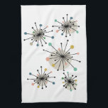 Cute Atomic Starburst Retro Mid Century Modern Kitchen Towel<br><div class="desc">Add a pop of color to your kitchen with this cute atomic starburst kitchen towel. The design features cute starbursts of turquoise,  green,  gold,  pink,  and black. It's a great way to add a little fun to your kitchen decor!</div>