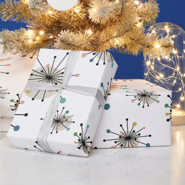 Cute Atomic Starburst Retro Mid Century Modern Wrapping Paper (Holidays)