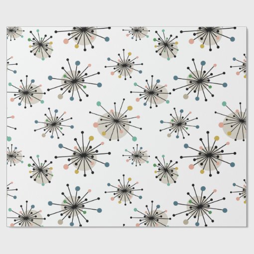 Cute Atomic Starburst Retro Mid Century Modern Wrapping Paper | Zazzle