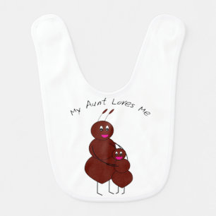 Cute Aunt and Child Ant Cartoon Loves Me Bib