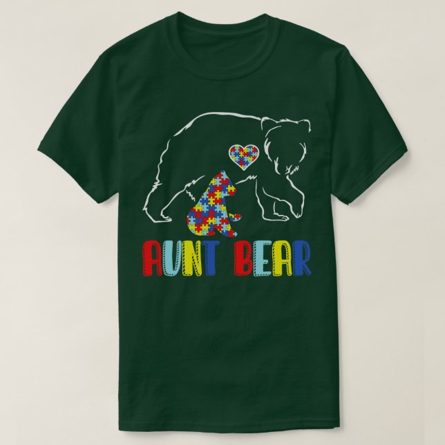 Cute Aunt Bear Autism Awareness Autistic Family  T-Shirt (Design Front)