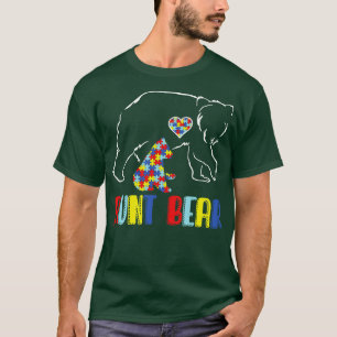 Cute Aunt Bear Autism Awareness Autistic Family  T-Shirt