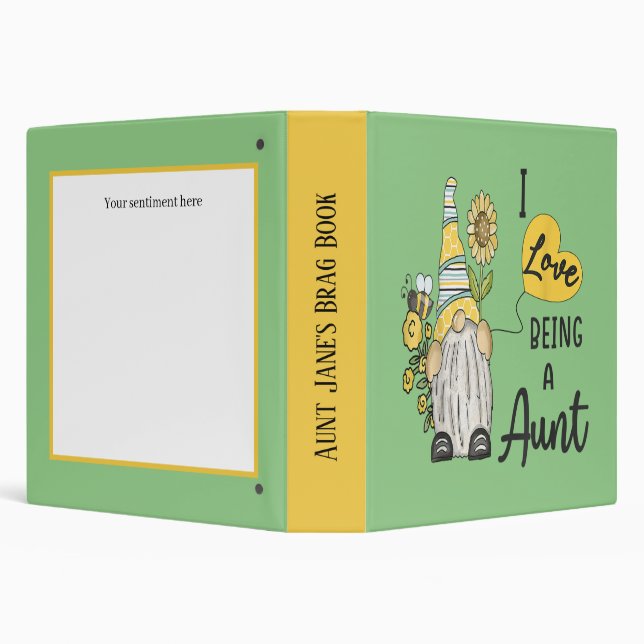 cute Aunt brag book add sentiment 3 Ring Binder (Background)