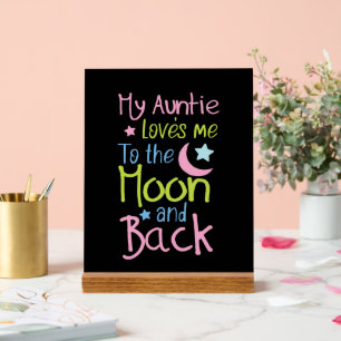 Cute Auntie love moon back unisex nursery Acrylic Sign