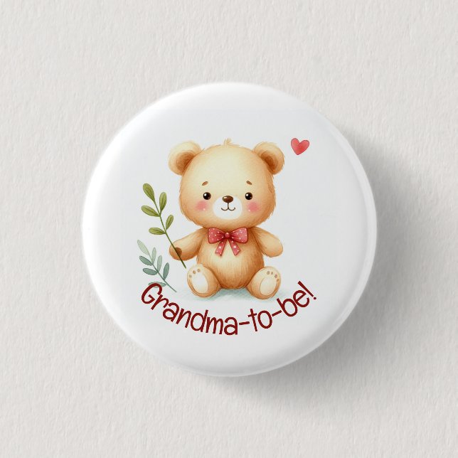 Cute  Aunty to be Teddy Bear Whimsical Art Button (Front)