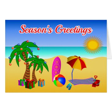 Cute Aussie Beach Scene Australian Christmas Card Cute Aussie Beach Scene Australian Christmas Card