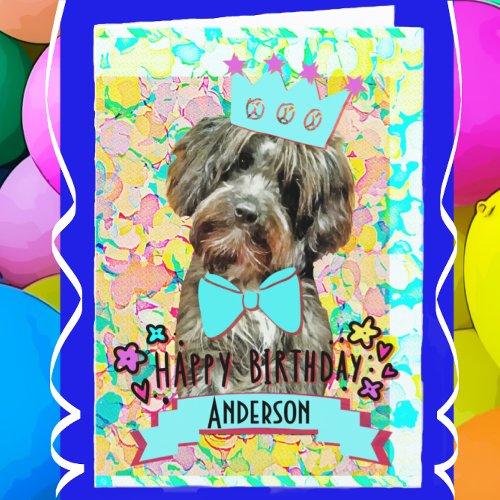Cute Aussie Poodle Dog Happy Birthday Card
