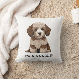 Cute Aussiedoodle Puppy - I'm A Doodle! Throw Pillow