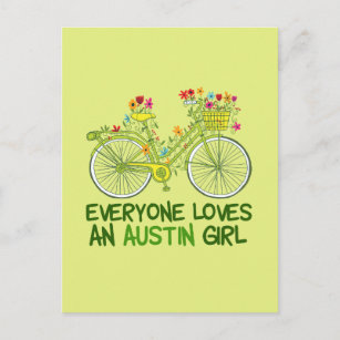 Cute Austin Cycling Girl Postcard