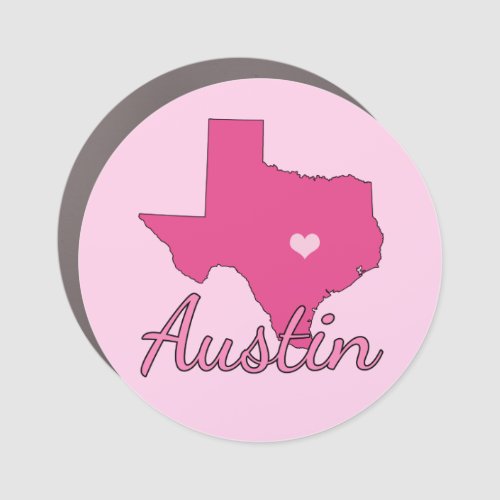 Cute Austin Texas Girl Pink Car Magnet