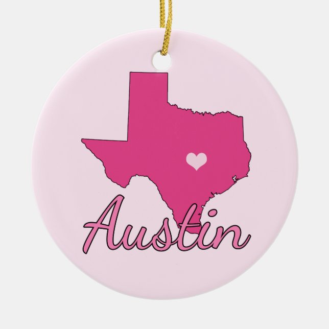 Cute Austin Texas Girl Pink Ceramic Ornament (Front)