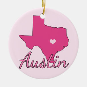 Cute Austin Texas Girl Pink Ceramic Ornament