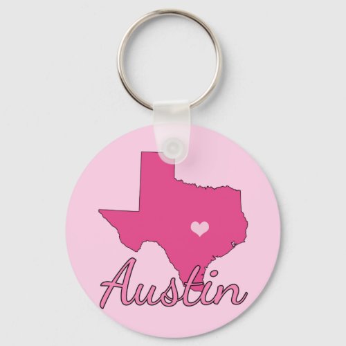 Cute Austin Texas Girl Pink Keychain