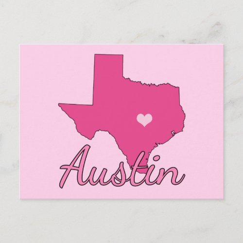 Cute Austin Texas Girl Pink Postcard