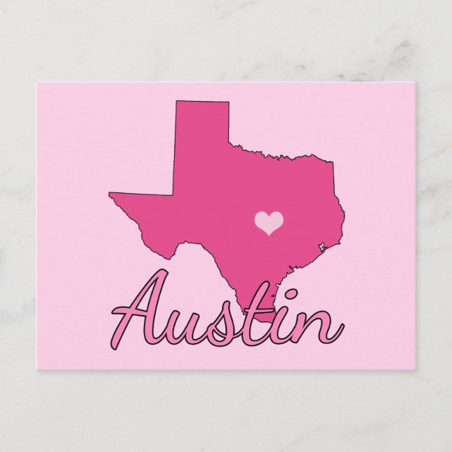 Cute Austin Texas Girl Pink Postcard (Front)