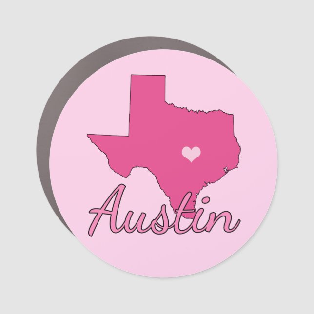 Cute Austin Texas Pink Car Magnet (Front)