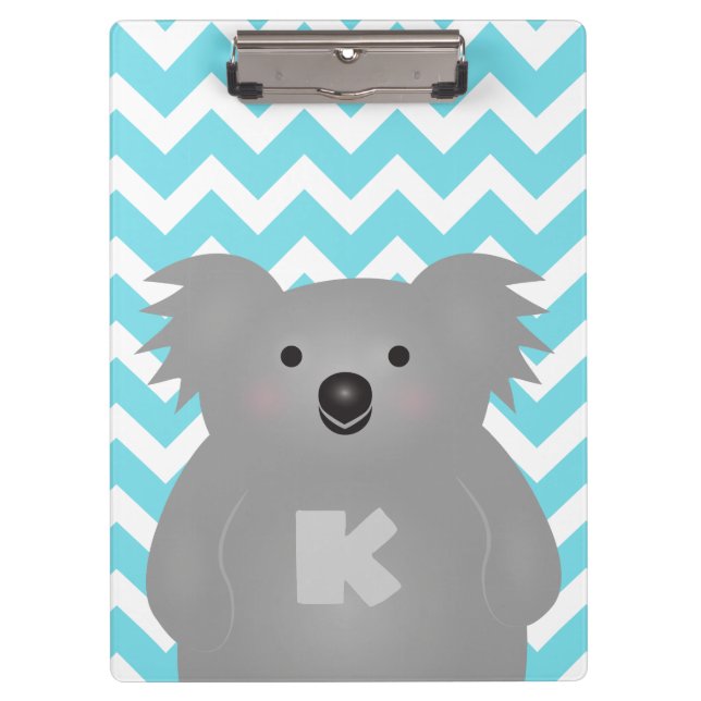 Cute Australia Baby Koala Bear Monogram Clipboard (Front)
