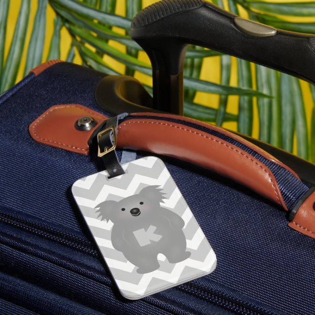 Cute Australia Baby Koala Bear Monogram Luggage Tag (Front Insitu 1)