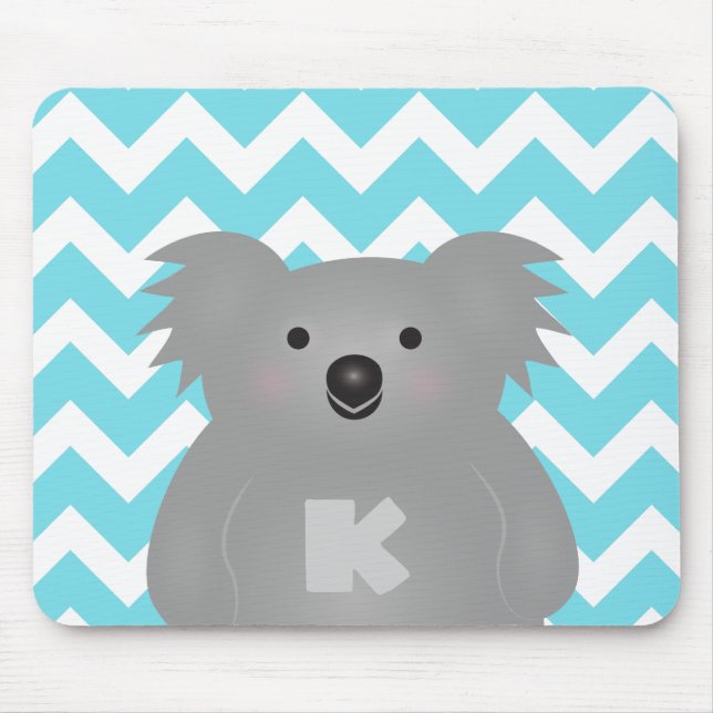Cute Australia Baby Koala Bear Monogram Mouse Pad (Front)