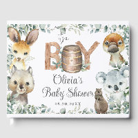 Cute Australian Animals Greenery Boy Baby Shower 