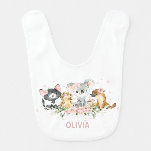 Cute Australian Animals Pink 1st Birthday Outfit   Baby Bib