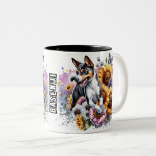 Cute Australian Basenji Dog Wrap Two-Tone Coffee Mug