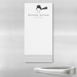 Cute Australian Bird: Willie Wagtail Personalized Magnetic Notepad