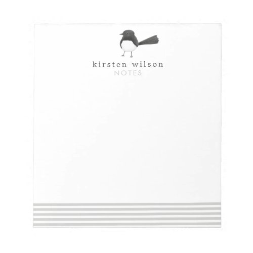 Cute Australian Bird Willie Wagtail Personalized  Notepad