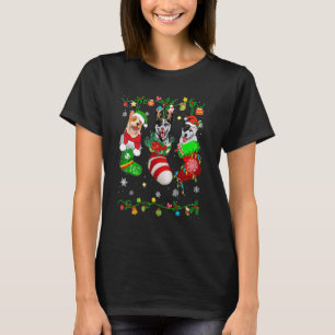 Cute Australian Cattle Dog In Christmas Socks Pet T-Shirt