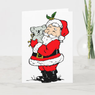 Cute Australian Christmas Santa with koala Holiday Card