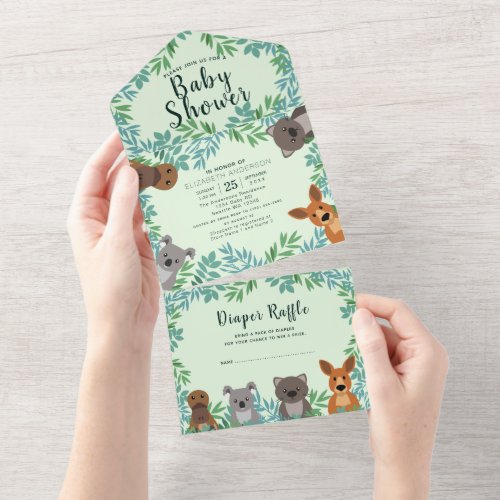 Cute Australian Critters Baby Shower Invitation