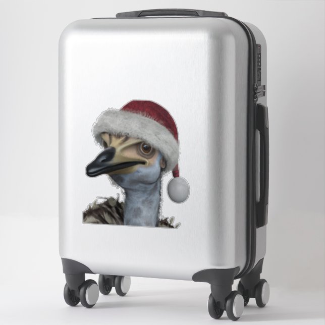 Cute Australian Emu Wearing A Festive Holiday Hat Sticker (Suitcase)