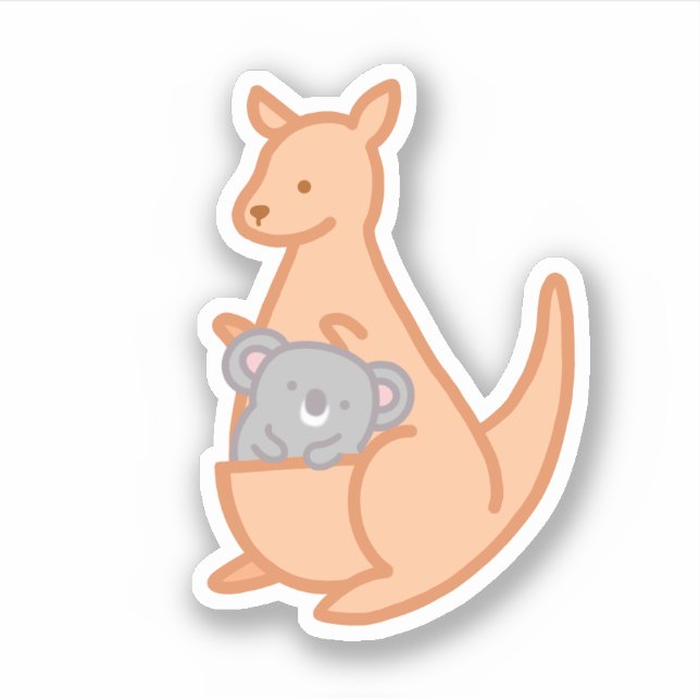 Cute Australian Kangaroo Koala Sticker (Front)