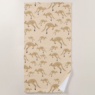 Cute Australian Kangaroo Pattern Beach Towel