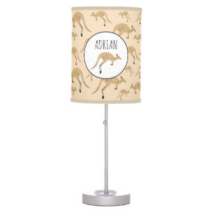Cute Australian Kangaroo Pattern Custom Name Table Lamp