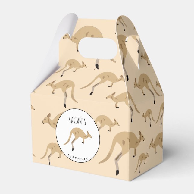 Cute Australian Kangaroo Pattern Kids Birthday Favor Boxes (Front Side)