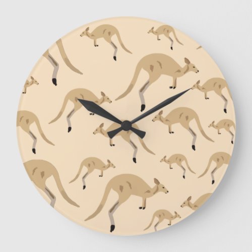 Cute Australian Kangaroo Pattern  Large Clock