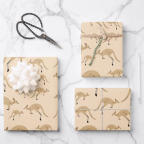 Cute Australian Kangaroo Pattern Wrapping Paper Sheets