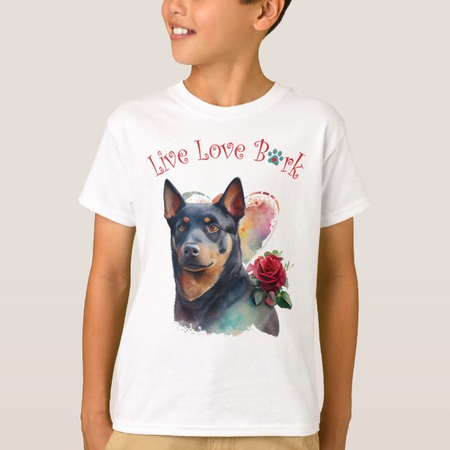 Cute Australian Kelpie Dog Floral T-Shirt (Front)